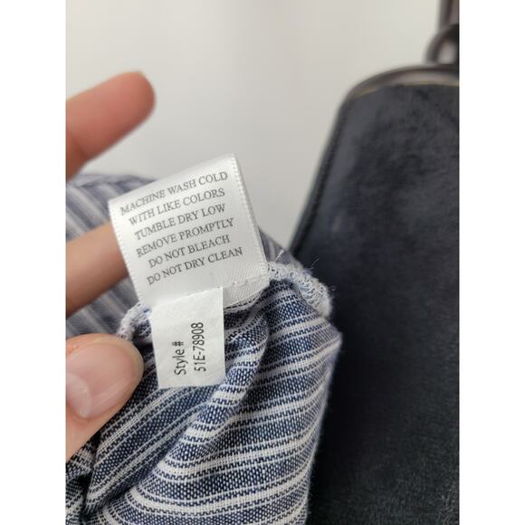 Bobi Los Angeles Revolve Women's Button Front Yoke Shirt Navy Striped Size XS - Picture 10 of 10